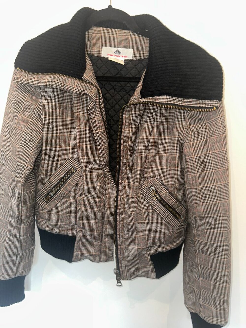Fornarina Plaid Quilted Bomber Jacket